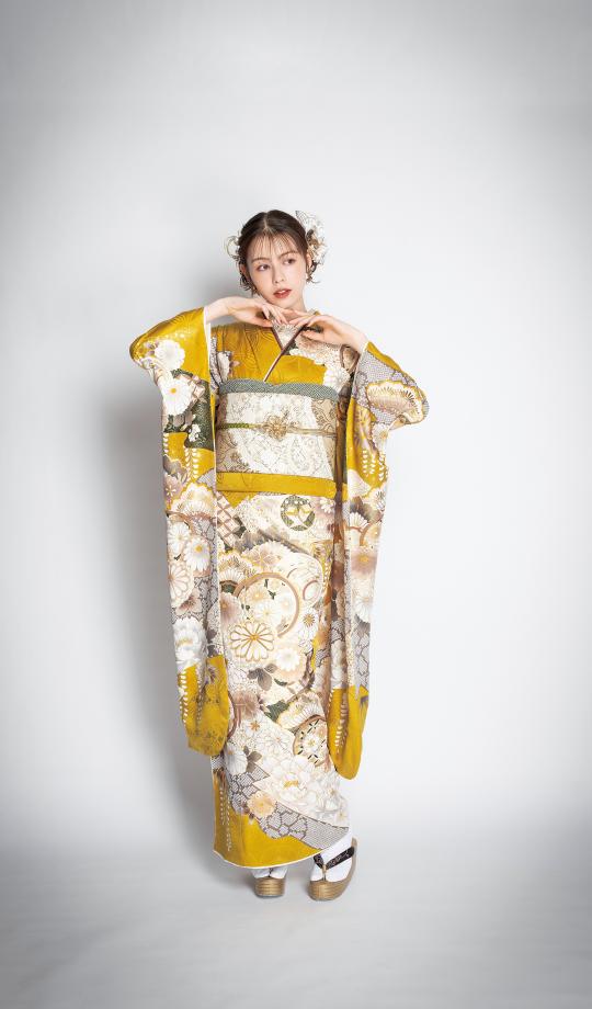 ≪ mama＊kari 様≫専用　振袖【520】【150cm~160cmの方用】 振袖レンタル 振袖Lサイズ ブランド：Moe Oshikiri 牡丹 紺